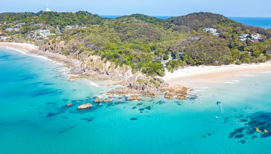 De Pass en Wategoes strand in Byron Bay in New South Wales, Australië