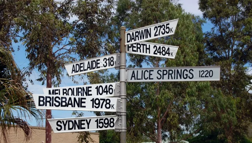 Richtingaanwijzingen in de stad, Port Augusta, Zuid-Australië