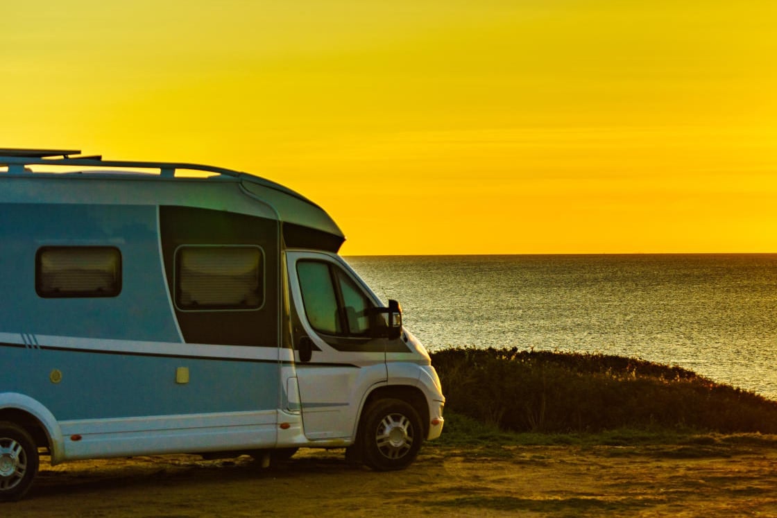 Campervan on the coast in the UK