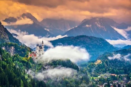 Neuschwanstein Castle in the Bavarian Alps, Germany