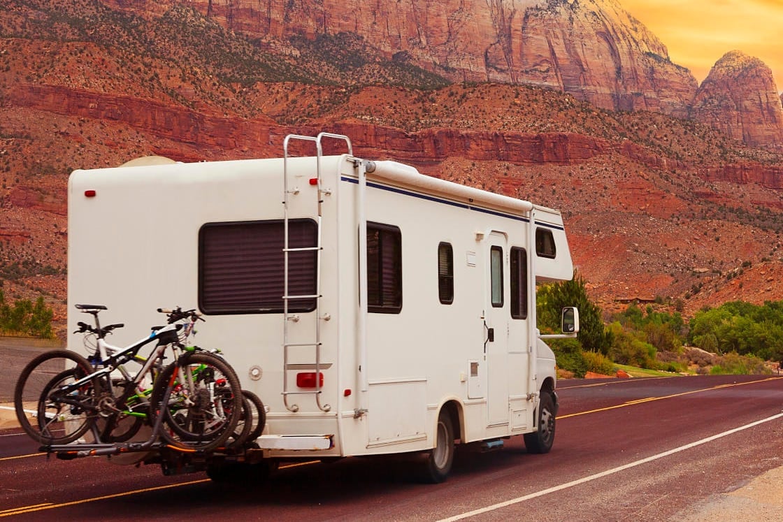 RV on the open road in the USA